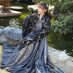 Vêtements traditionnels chinois pour femmes, robe de princesse féerique, Costume de danse classique Oriental rouge et noir de la dynastie Hanfu Tang 