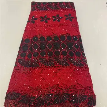 

Fuchsia African Lace Fabric Nigerian Lace Fabrics Embroidered Tulle French Lace For Women Dress Stones White Yellow Blue