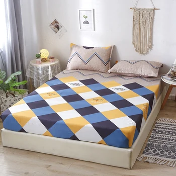 

Polyester Home Bed Linen Elastic Bands Fitted Sheet Flower Pattern Printed Mattress Cover for Queen King Full Twin Size Bed New