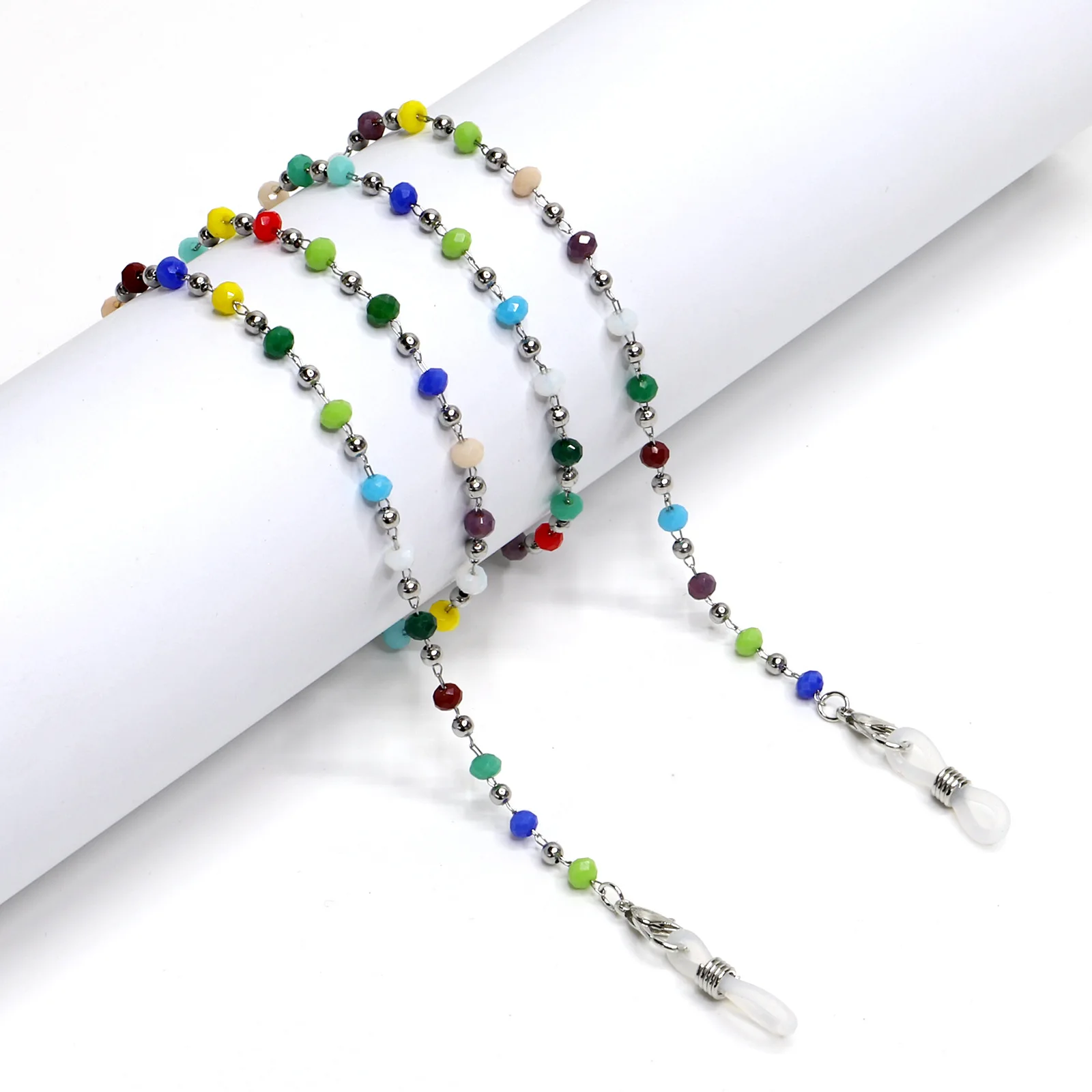 

Colorful crystal beads stainless steel eyeglass chains sunglasses cord lanyard chain for glasses string holder Eyeglasses strap