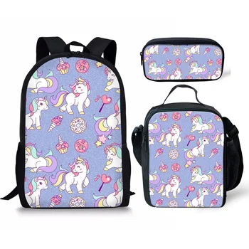 

Cartoon Unicorn School Bag Sets For Girls Cute Student Kids School Backpack With Pockets Primary Child Bookbag Mochila Escolar