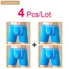 4 Pcs/Lot Men's Long Boxers New Mesh Underwear Cool And Breathable Large Size Anti Abrasion Leg Sports Shorts Newly Launched 2