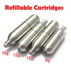 High Quality 304 Stainless Steel Airsoft Refillable 12g 16g 20g CO2 Cartridge Threaded Unthreaded Rechargeable CO2 Gun Cylinder