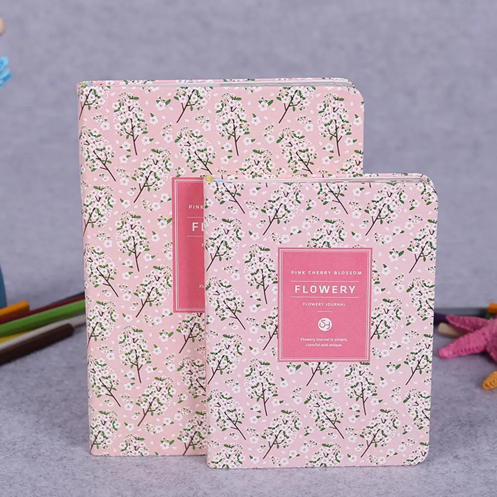 Korean Cute Leather Cover Floral Flower Schedule Book Diary Weekly Monthly Planner Organizer Notebook Kawaii Stationery