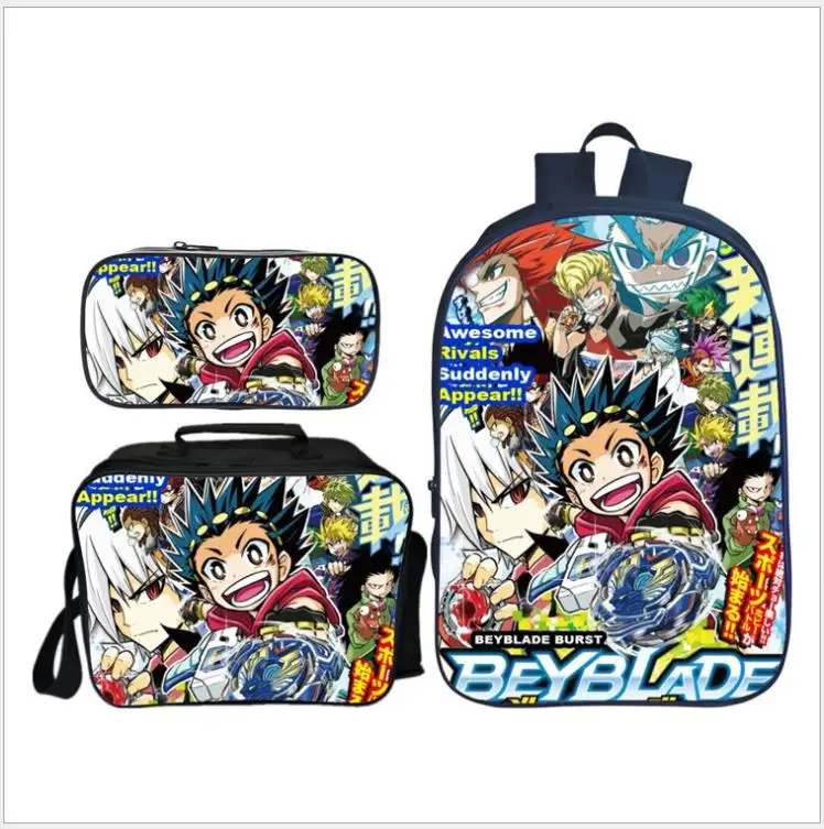 

New Arrival 3Pcs/Set Anime BEYBLADE BURST Backpack School Bag for Teenagers Boy Bookbag Travel Rucksack Mochilas