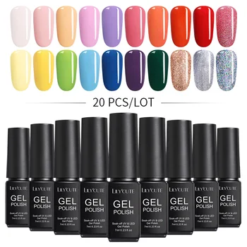 

LILYCUTE 10/20Pcs/Set UV Gel Nail Polish Set 7ml Multi-Color Semi Permanent Long Lasting Led Gel Varnish Soak Off Nail Gel