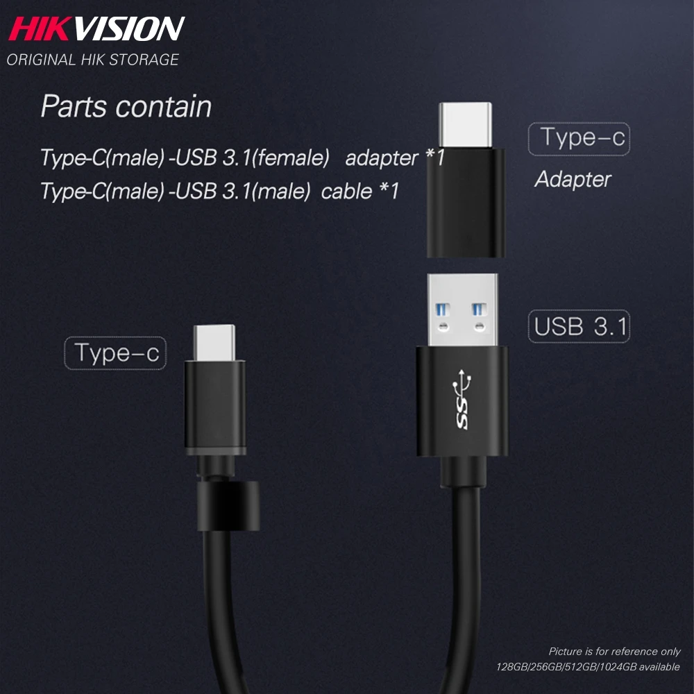 Портативный SSD накопитель Hikvision HikStorage 128 ГБ 512 Гб внешний 1 ТБ диск 256 USB3.1 Type C
