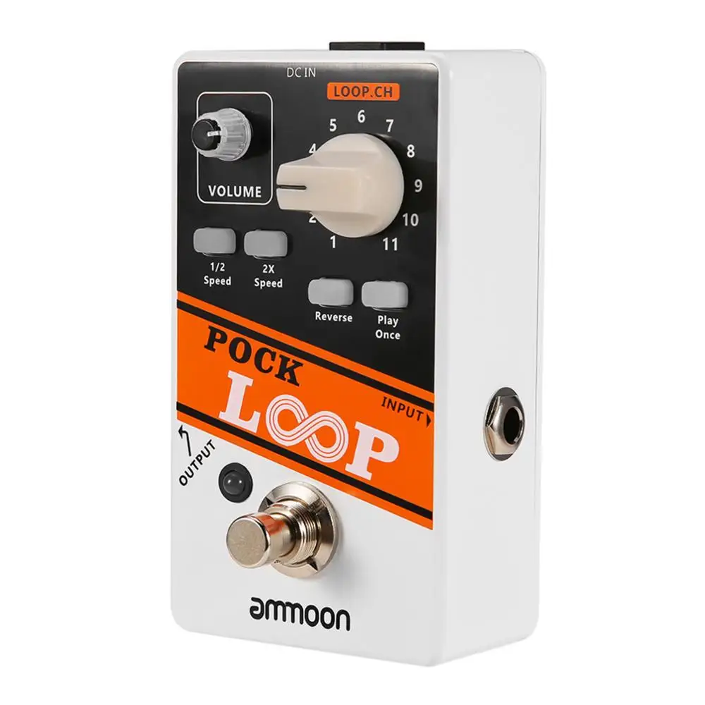 Ammoon-Pedal de efecto de guitarra Looper POCK LOOP, 11 bucles, tiempo de grabación máximo de 330 minutos, admite funciones de reproducción inversa, True Bypass