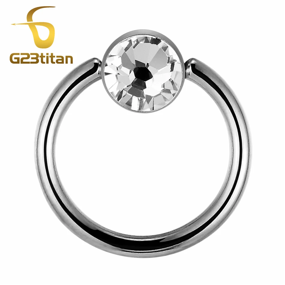 Silver G23titan 10 шт. в партии хрустальное кольцо с круглым камнем 6 8 10 мм носовая перегородка пирсинг ушей сосков кольца - Окраска металла: Silver