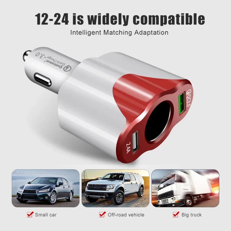 Быстрая зарядка мульти-Функция Автомобильная зажигалка 2 Порты usb для автомобиля смартфон GV99
