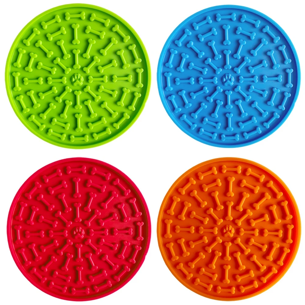 Esterilla dispensadora para perros, cuencos de silicona, lamer, alfombrilla para el baño de mascotas, suministros para entrenamiento de mascotas, 2021