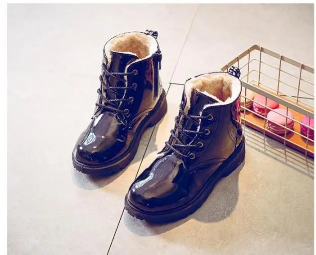 Hot sale Children Martin Boots PU Leather Waterproof Kids Snow Boots Brand Boys Fashion Girls Sneakers Rubber Boots School