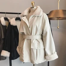 Winter Oversized Leather Jacket Women with Faux Rex Rabbit Fur Inside Warm Soft Thickened Fur Lined Coat Black Leather Jackets