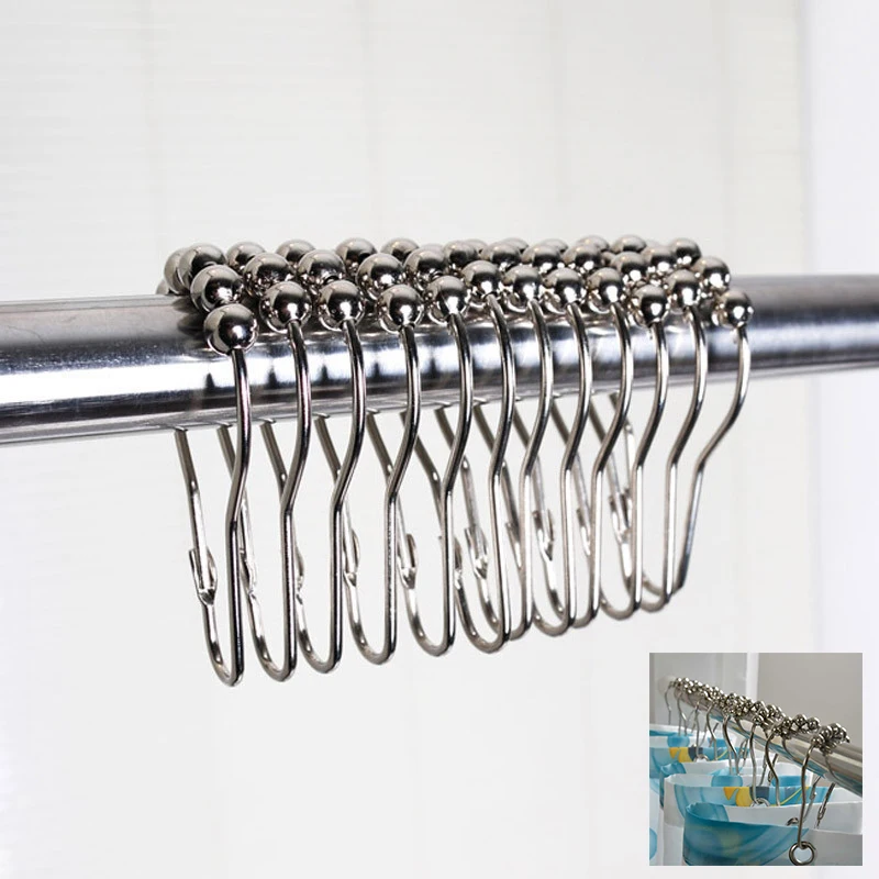 

XUNZHE 12 Pcs 7*3.8cm Bathroom Accessories 5 Grains Gourd Shaped Metal Hooks Rustproof Shower Hook Drapes Curtain mobile hook