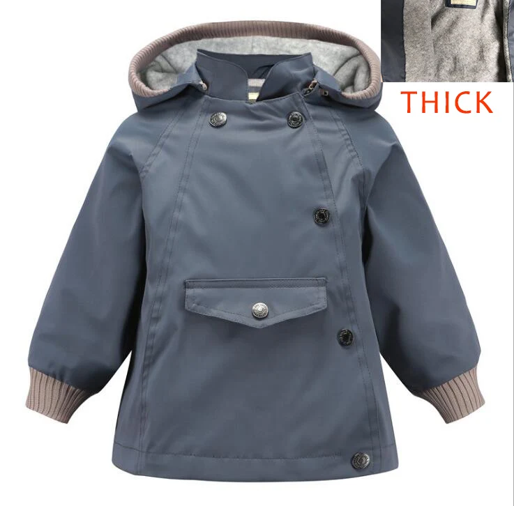wool Dblue Детские куртки, ветровка, верхняя одежда, пальто с капюшоном для маленьких девочек, повседневные куртки, Детский водонепроницаемый плащ, куртка для маленьких мальчиков - Цвет: wool Dblue
