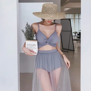 

Swimsuit For Girls Bathing Suit Women Panties Rash Guard Korea Female Ins Sexy High Waist Thin White Cover Up Bikini Girl Print