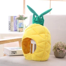New Soft Warm Pineapple Cap Fruit Plush Hats Earmuffs Pp Cotton Filled Beanies For Women Adult Hat Girl Plush Toys Photo Props