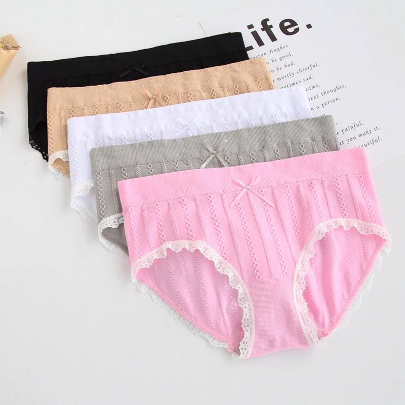 

[Individual Package 70-180 Jin] Seamless Underwear Linen Flower Color Medium Waist Comfortable Ultra-stretch WOMEN'S Panties Pan