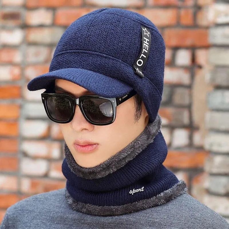 Зимние шапки для мужчин Skullies Beanie шапка зимняя шапка мужской женский шерстяной шарф шапка s Набор Балаклава маска Knitted шапка вязаная шапка