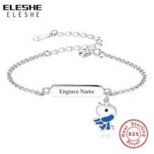 ELESHE/модная подвеска-талисман в виде собаки из стерлингового серебра 925 пробы для девочек, детский индивидуальный именной браслет, персонализированные ювелирные изделия, вечерние подарки