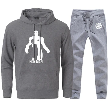 

The Avengers Iron Man Print Hoodies Pants Mens Sets Tracksuits 2020 Autumn Loose Causal Sweatshirts Sweatpants 2 Pieces Suits