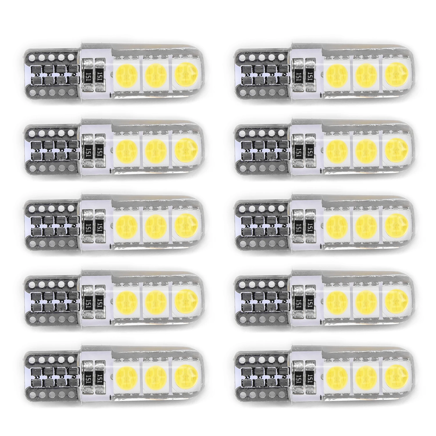 10 шт. T10 194 W5W 5050 6SMD силиконовая оболочка Canbus автомобильные светодиодные боковые