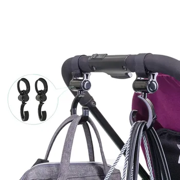 

2Pcs Baby Stroller Accessories Hook Hanger Bag Stroller Hooks For Diaper Bags Cart Pram Rotate 360 Cart Hook Black