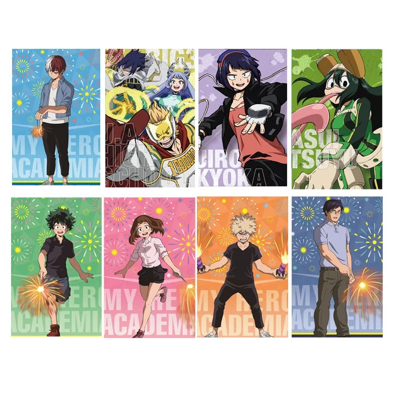 22pcsset My Hero Academia Card Stickers Midoriya Izuku All·Might Bakugou Katsuki Todoroki Shoto Bus Card ID Bank Cards Stickers (1)