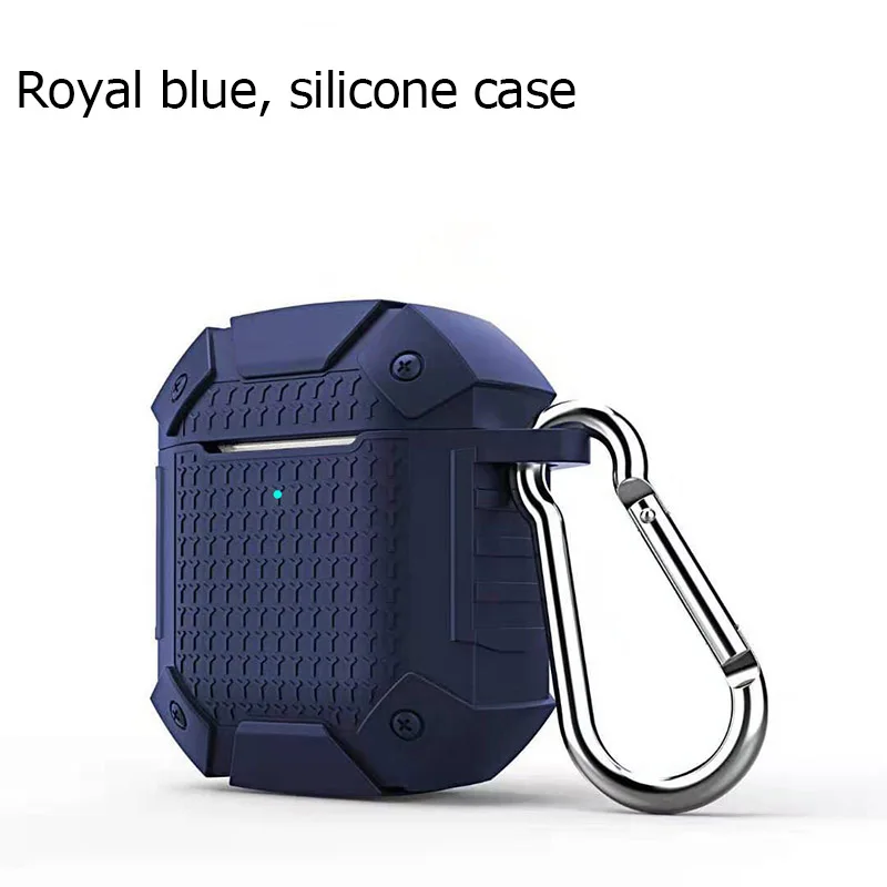 Армированный силиконовый чехол для Airpods 2 чехол для беспроводных Bluetooth наушников чехол для Apple Air Pods 2 Airpods2 аксессуары для наушников - Цвет: Royal blue