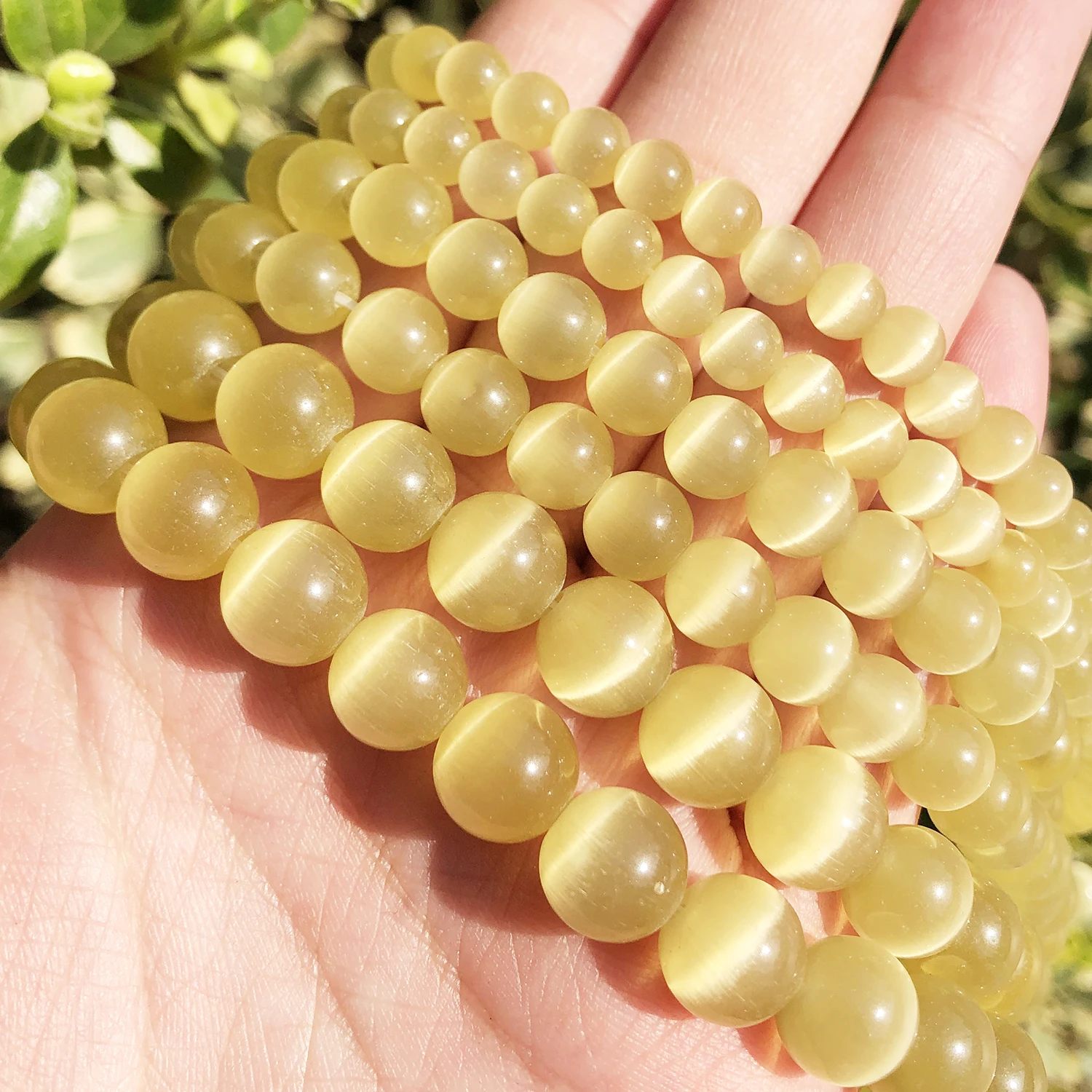 Natural Pink, White, & Blue Cat Eye Round Loose Beads for Jewelry Making - High-Quality Moonstone DIY Bracelet, 15 Strand