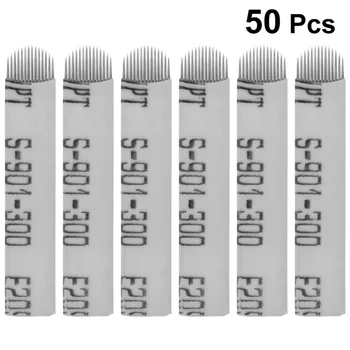 

50pcs Tattoo Blades 14 Pins Safe Disposable Stainless Steel U-shaped Tattoo Pen for Tattoo Makeup