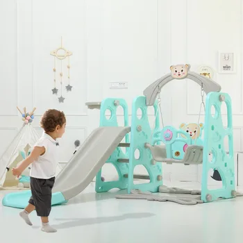 

Delivery from the US 3-5 day Toddler Climber and Swing Set, 3 in 1 Climber Slide Playset w/Basketball Hoop, Swing, Easy Climb