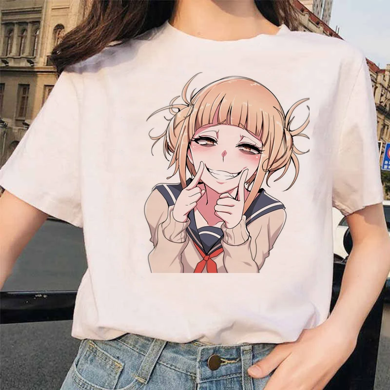Японский аниме Ahegao футболка Женская Harajuku Boku No Hero Academy футболка Senpai смешная футболка Himiko Toga футболки женские - Цвет: 3063