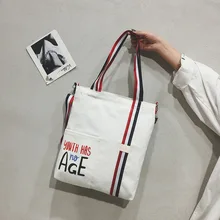 Микро для нового стиля Холщовая Сумка в Корейском стиле в стиле Харадзюку Большая объемная сумка на плечо с надписью контрастного цвета студенческий кроссовер