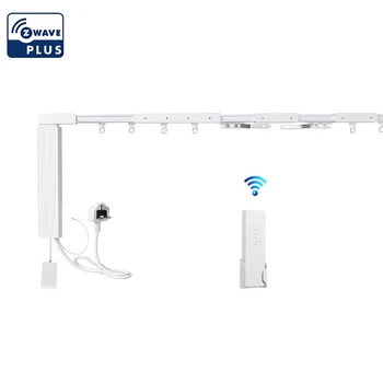 

Z Wave Smart Curtain Motor Control Motorized Slide Shade Motor With Curtain Track And Wall Switch Work with Smartthings Vera