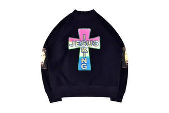 

1:1 Best Quality Kanye West Jesus Is King Turtleneck Sweatshirts Men Women Sunday Service Cross Printed Cotton Men Pullovers