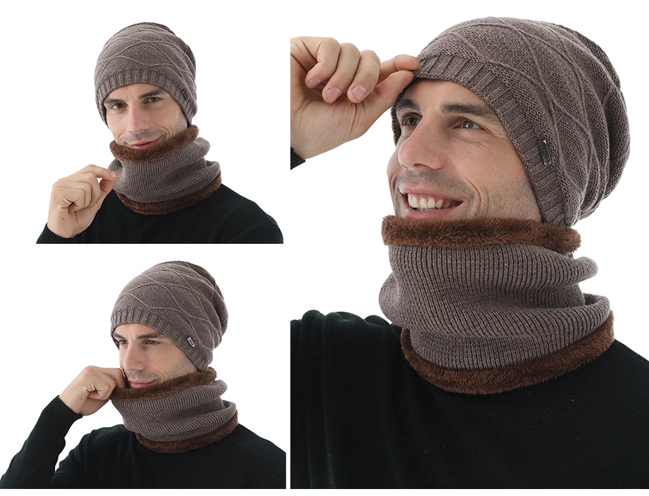 Xthree зимние шапочки вязаные шапочки шерстяные вязаные шапки шарф с подкладкой мужские шапочки зимние шапки для мужчин шапочки