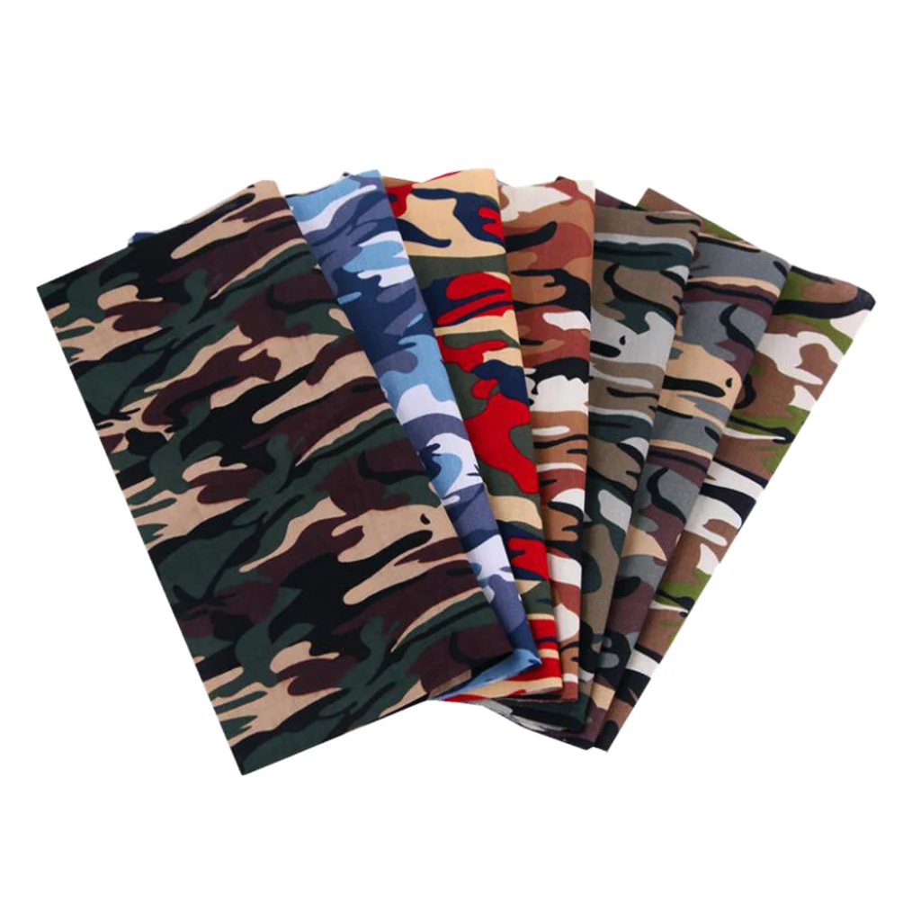 7 PCS (25cm x 25cm) No Repeat Design Printed Camouflage Cotton Fabric for Patchwork Sewing Tissue Quilting Squares Bundles