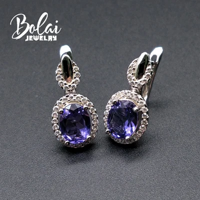 Nano Tanzanite Bolaijewelry, стиль нано серьги с танзанитом, создан элегантный дизайн стерлингового серебра 925 Серьги, изящные украшения для женщин вечерние - Цвет камня: Nano Tanzanite
