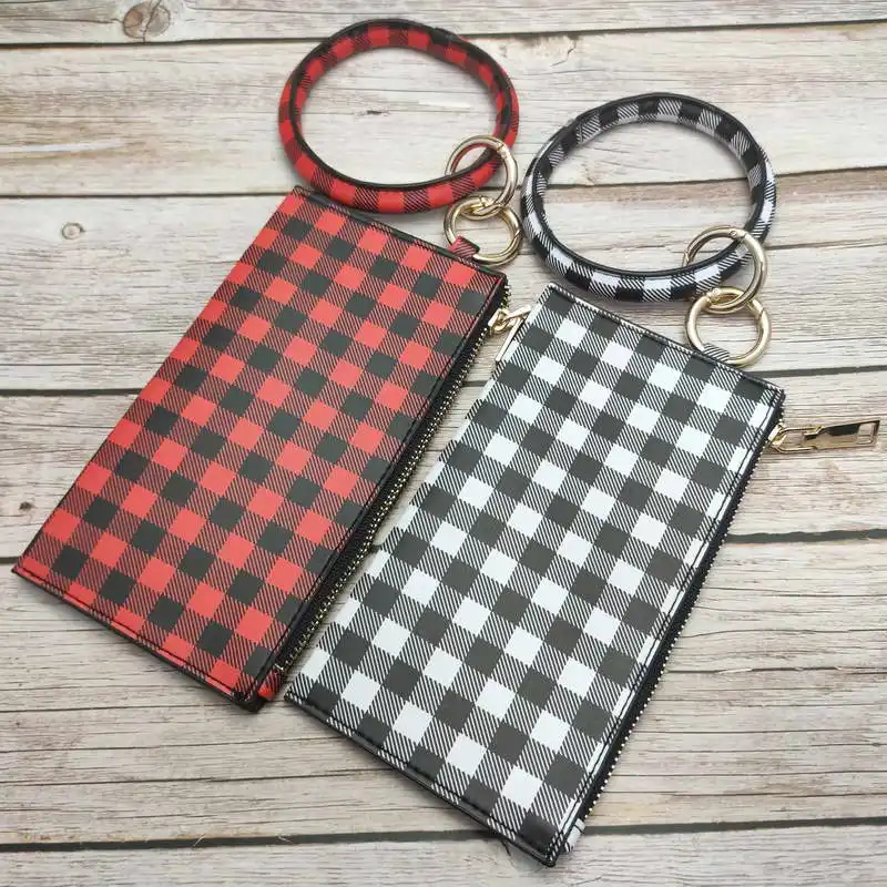 ZWPON  PU Leather Phone Wallet Wristlet Bangle Key Chain Leopard O Ring Clutch Wrist Purse Bag Christmas Gifts 