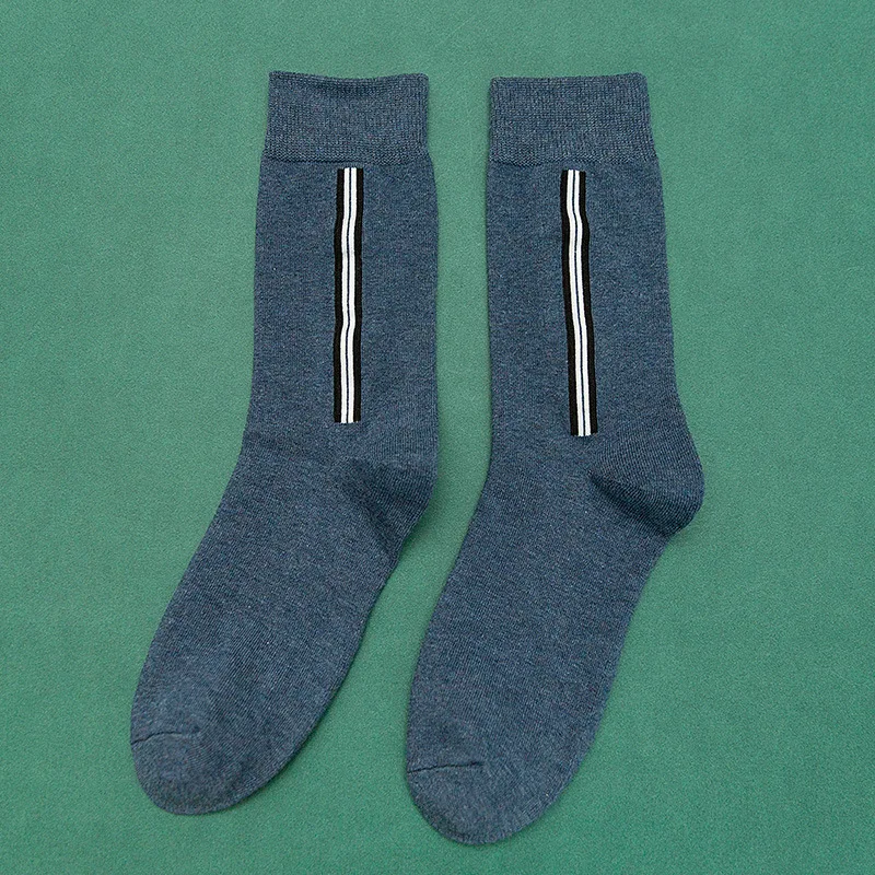 Модные Повседневные счастливые мужские носки с вертикальной планкой черные мужские s Носки осенние подарки для мужчин Meia 091603 - Цвет: 05