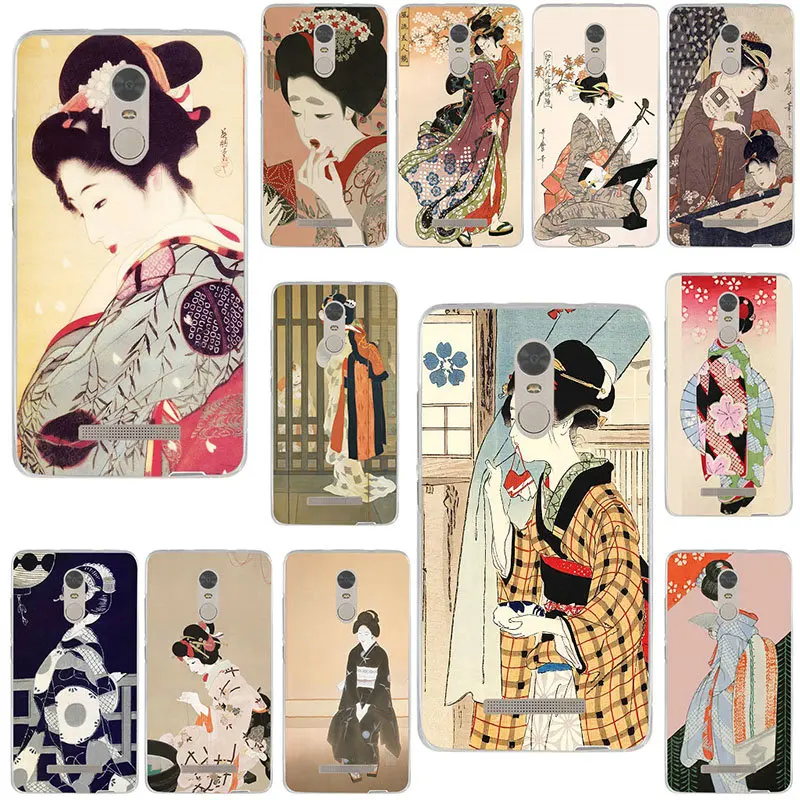 Art Japan Ancient Girl Painting Soft TPU Phone Cases for Xiaomi Redmi 3 3S 4 4A 4X 5 5A 6A 7 7A Y3 K20 Go Pro Plus Bags | Мобильные