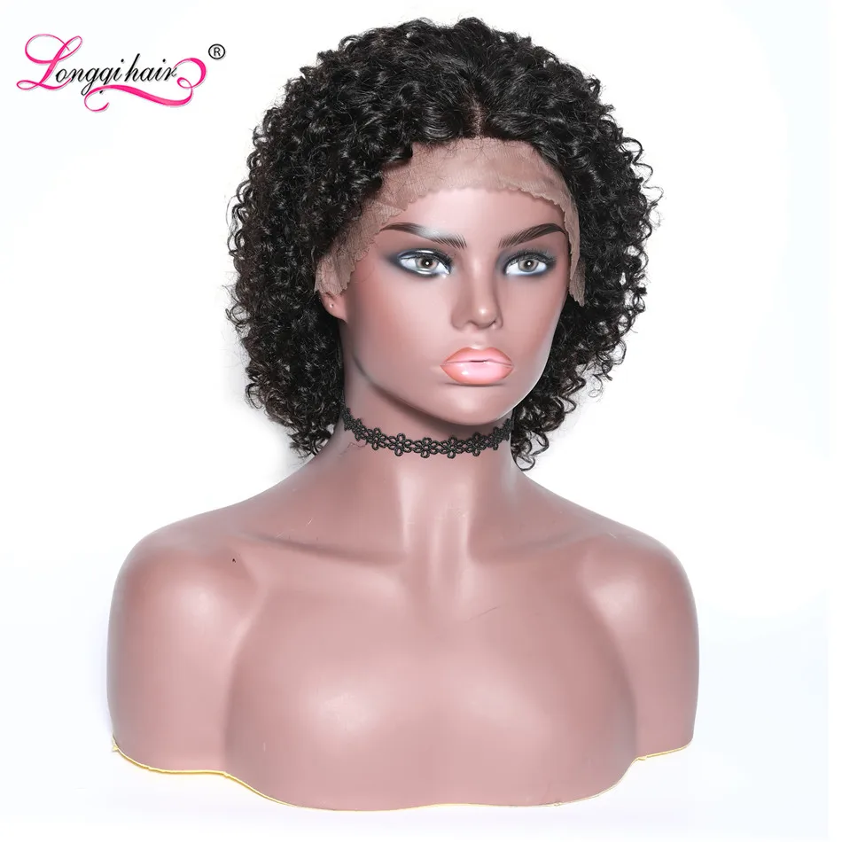 

Longqi Hair Afro Kinky Curly Wig Human Hair 13x4 Lace Front Wig Remy Brazilian 8 Inch Short Human Hair Wigs for Black Women