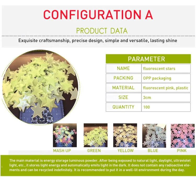 100 шт светящаяся звезда ПВХ стикер стены сплошной цвет флуоресценции плесени доказательство украшения детской комнаты стикер стены