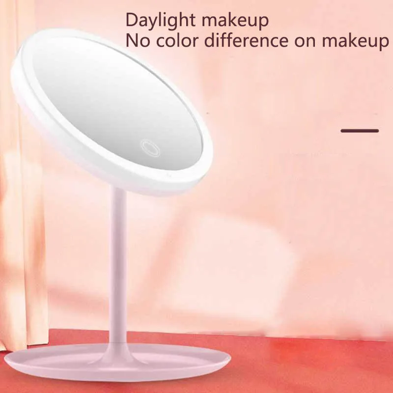 Косметическое зеркало для макияжа, увеличительное, светодиодный, с подсветкой, яркое, косметическое, портативное, 90 градусов, вращающееся, регулируемое, с usb-кабелем