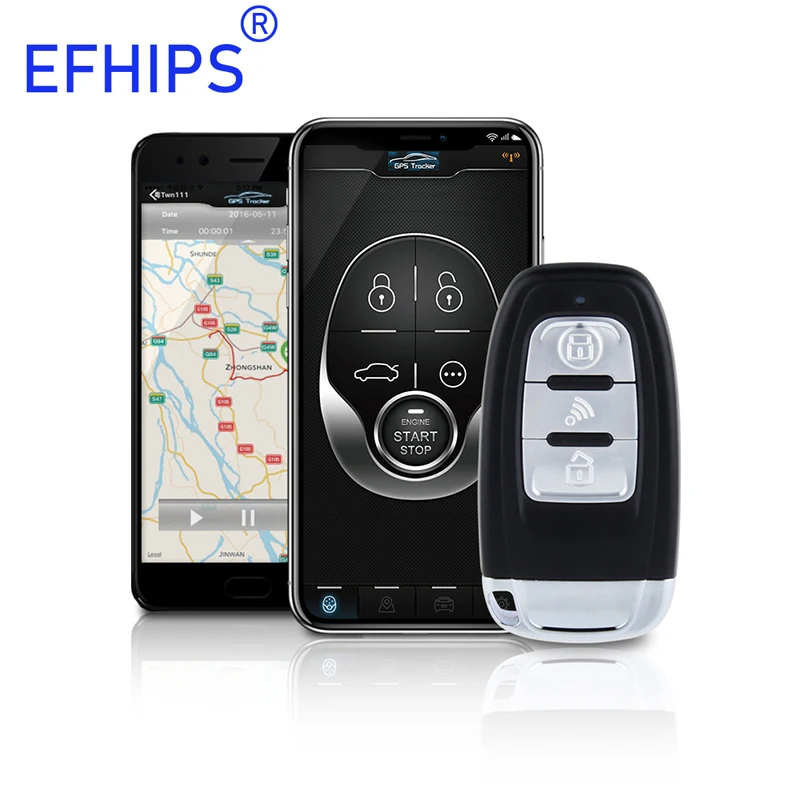 EFHIPS 2G GSM Car Alarm With GPS Tracking Remote Start Pke, 56 OFF