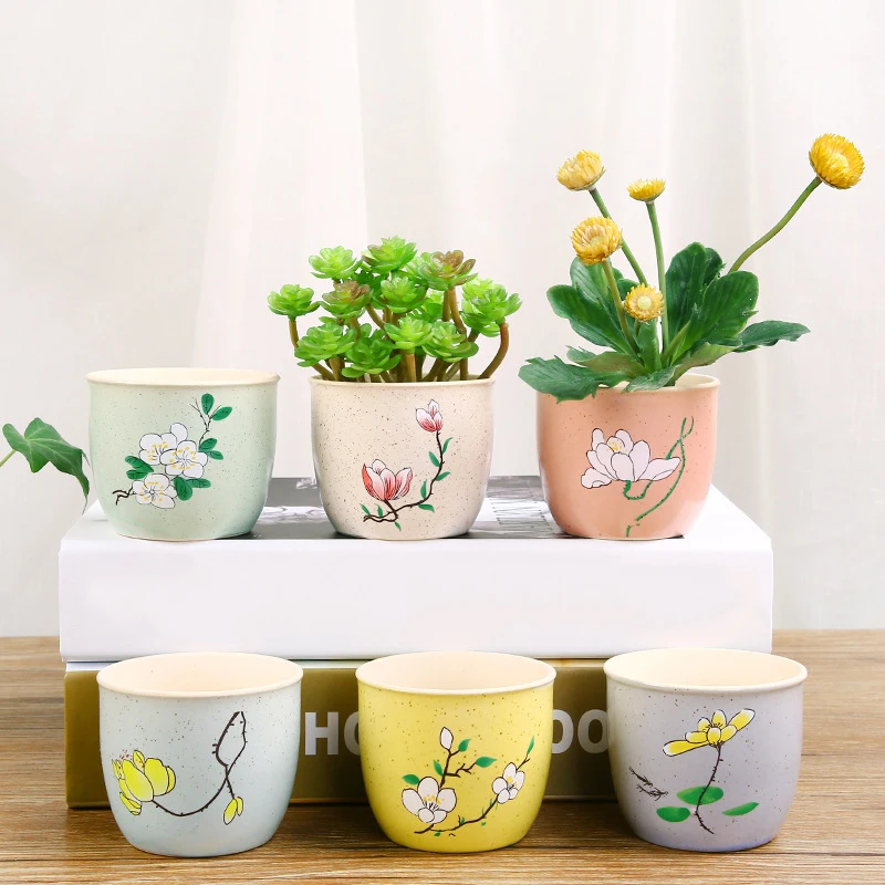 1~5X Home Decor Ceramic Pottery Flower Pot Plant Office Mini Size Vase Ornaments 