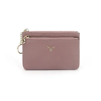 

First Layer Cowhide Deer Head Ladies Zipper Leather Coin Purse Leather Key Ring Bag Mini Coin Bag Purses