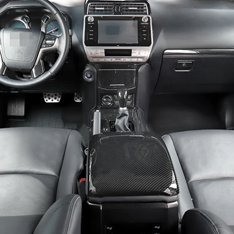 Для Toyota Land Cruiser Prado FJ150 2010- ABS карбоновое волокно шаблон подлокотник Крышка центральной консоли отделка автомобиля Стайлинг 2 шт