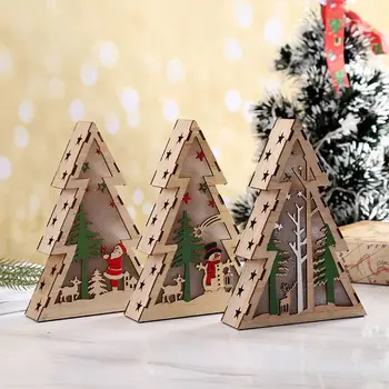

Led Light Wood House Christmas Tree Decoration Hanging Ornaments Light Christmas Gift Christmas Decor Ornament LED Lights Wooden